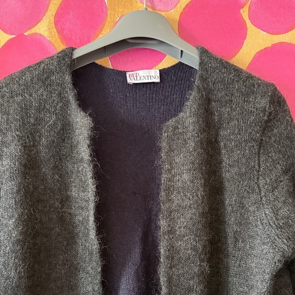 RED Valentino Dark Gray Soft Mohair Long Cardigan NEW